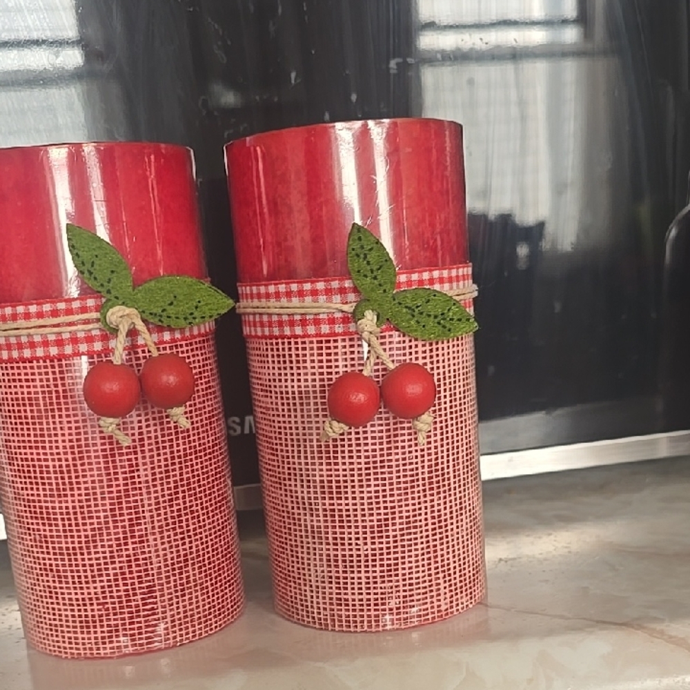 Pier 1 Set Of 2 Red Cherry Scented Candles